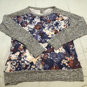 new directions weekend long sleeve sweater floral size medium Pull Over